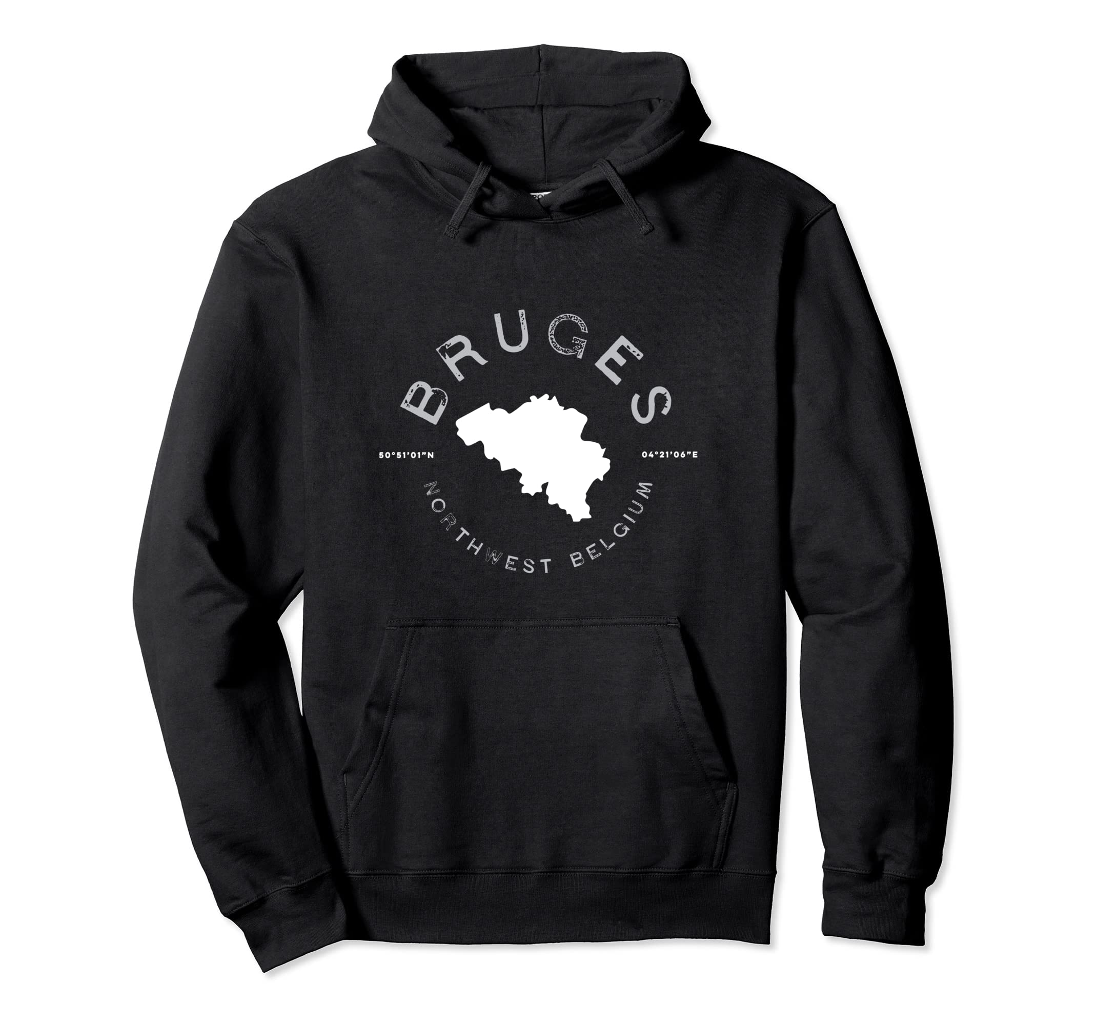 Bruges Belgium Distressed Hoodie - Unique Graphic for Adults - T-Shirt, Sweatshirt, Hoodie