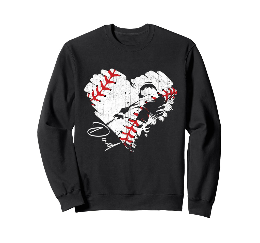 Dad Baseball Heart Baseball Sport Sweatshirt - Custom Art Print Men Women - T-Shirt, Sweatshirt, Hoodie