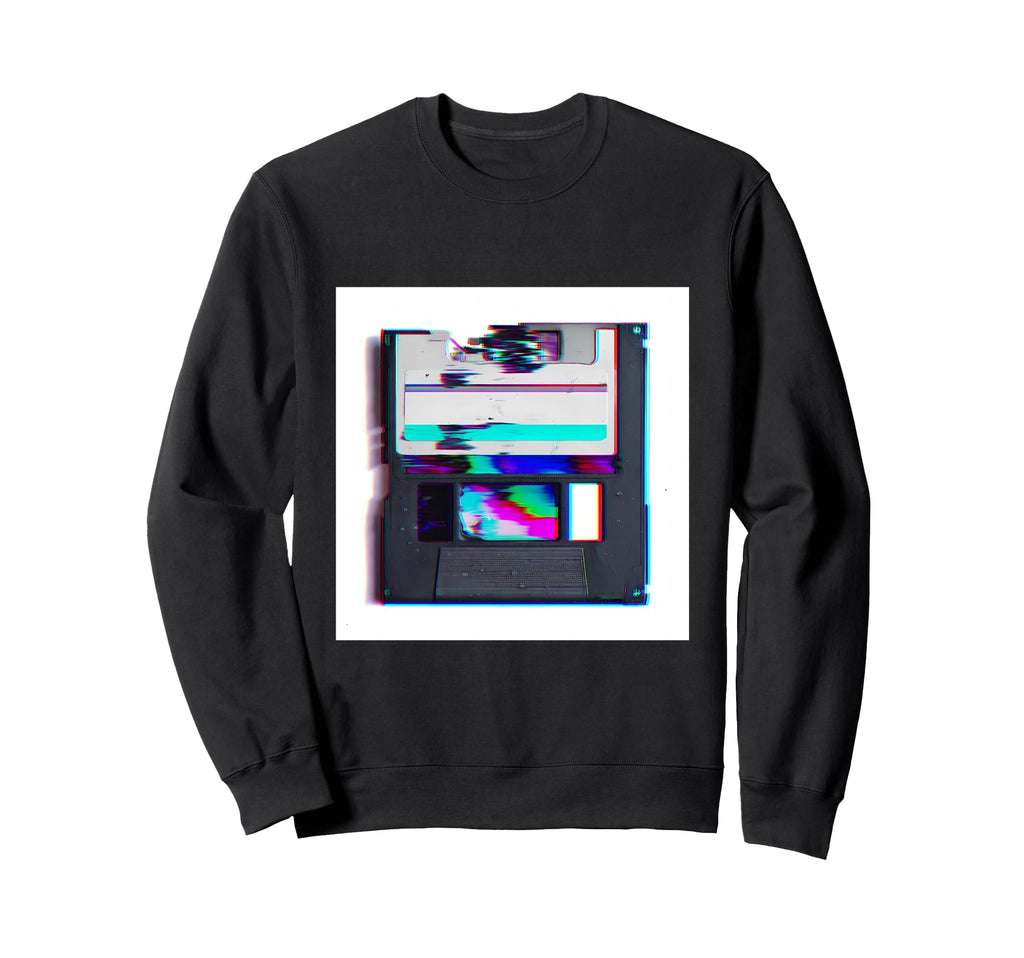 Glitch Floppy Disk Vaporwave Aesthetic Sweatshirt - Streetwear Style Unisex - T-Shirt, Sweatshirt, Hoodie