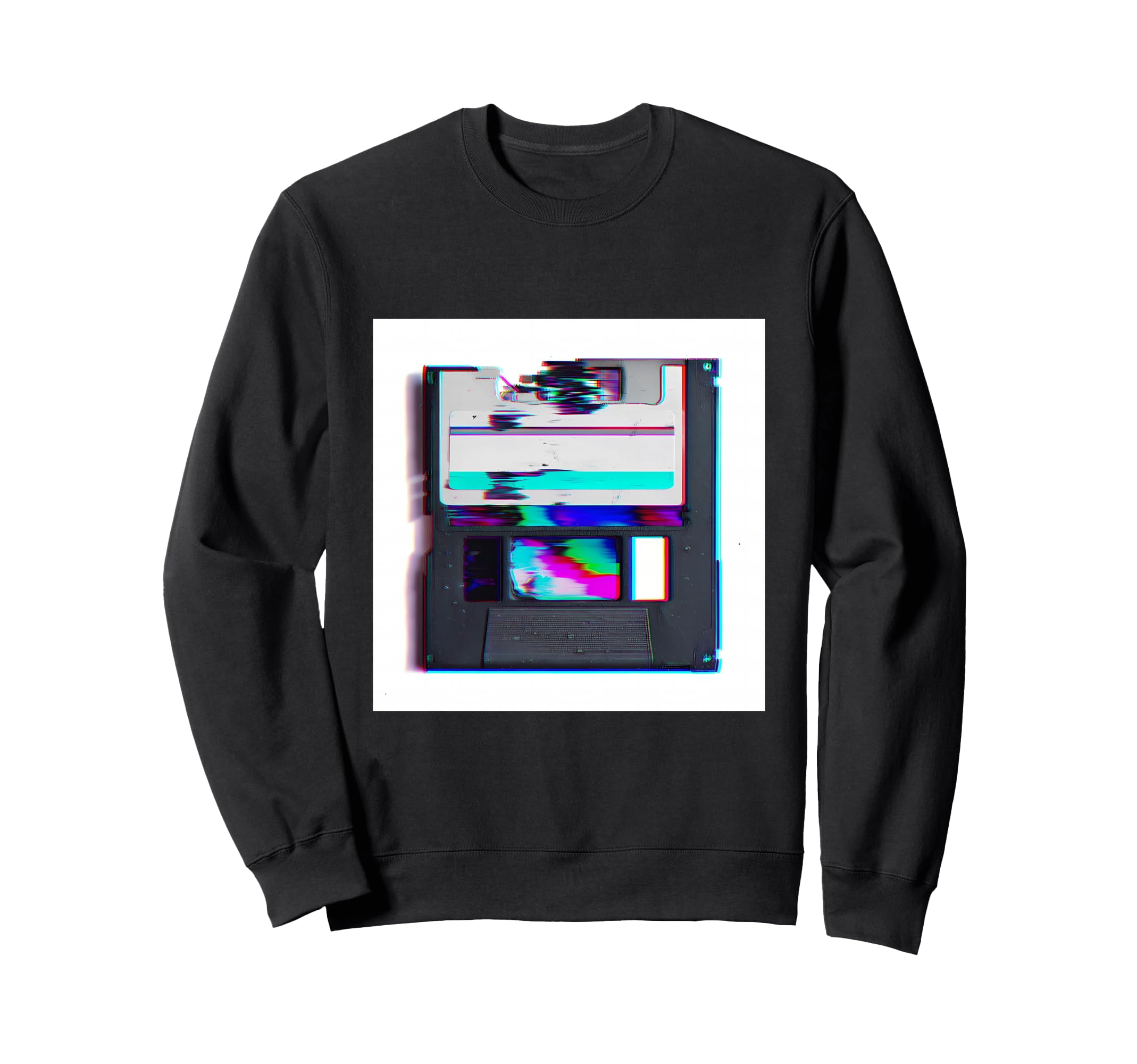 Glitch Floppy Disk Vaporwave Aesthetic Sweatshirt - Streetwear Style Unisex - T-Shirt, Sweatshirt, Hoodie