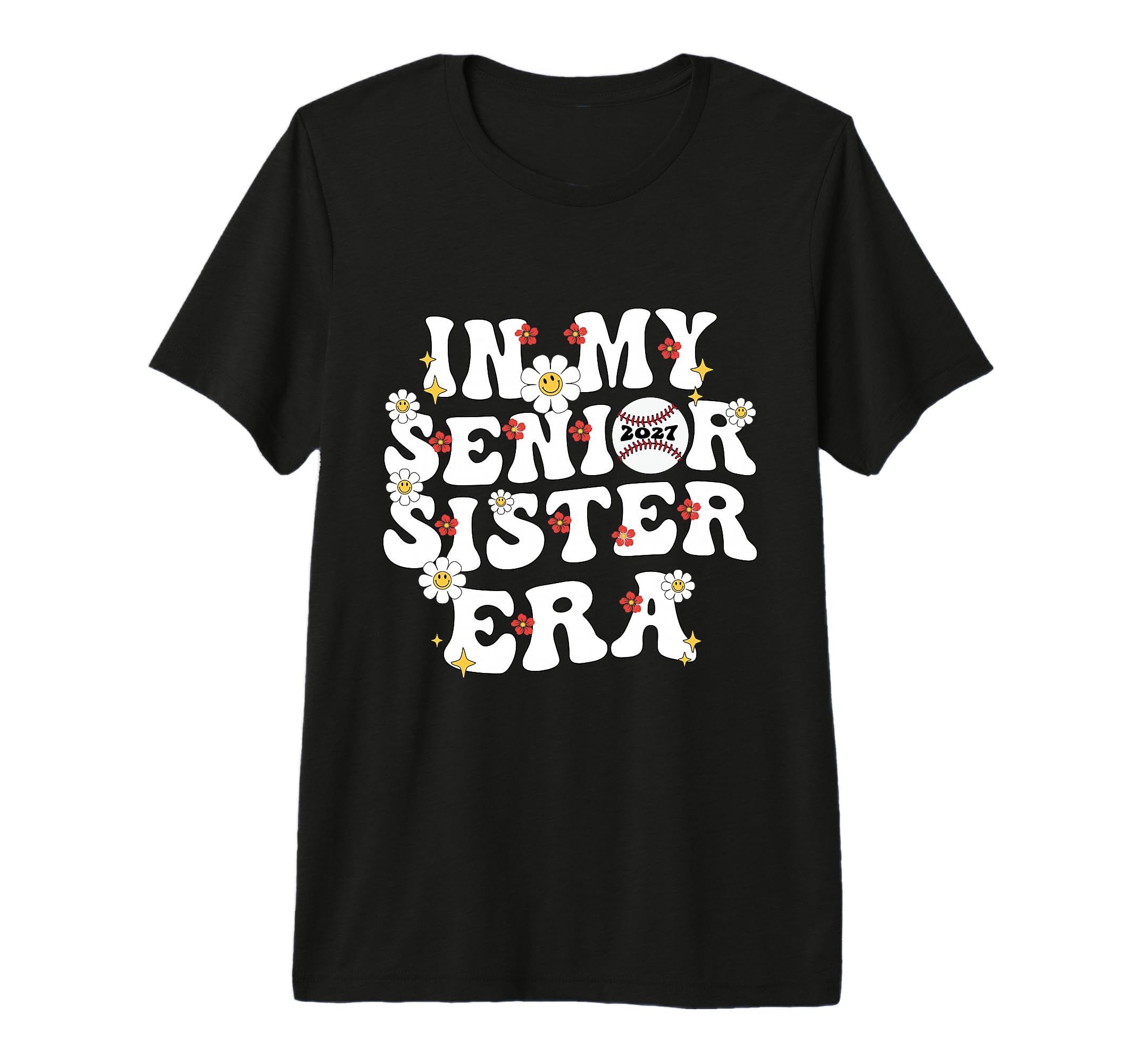 My Senior Sister Era Groovy Baseball T-Shirt - Graphic Print for Adults - T-Shirt, Sweatshirt, Hoodie