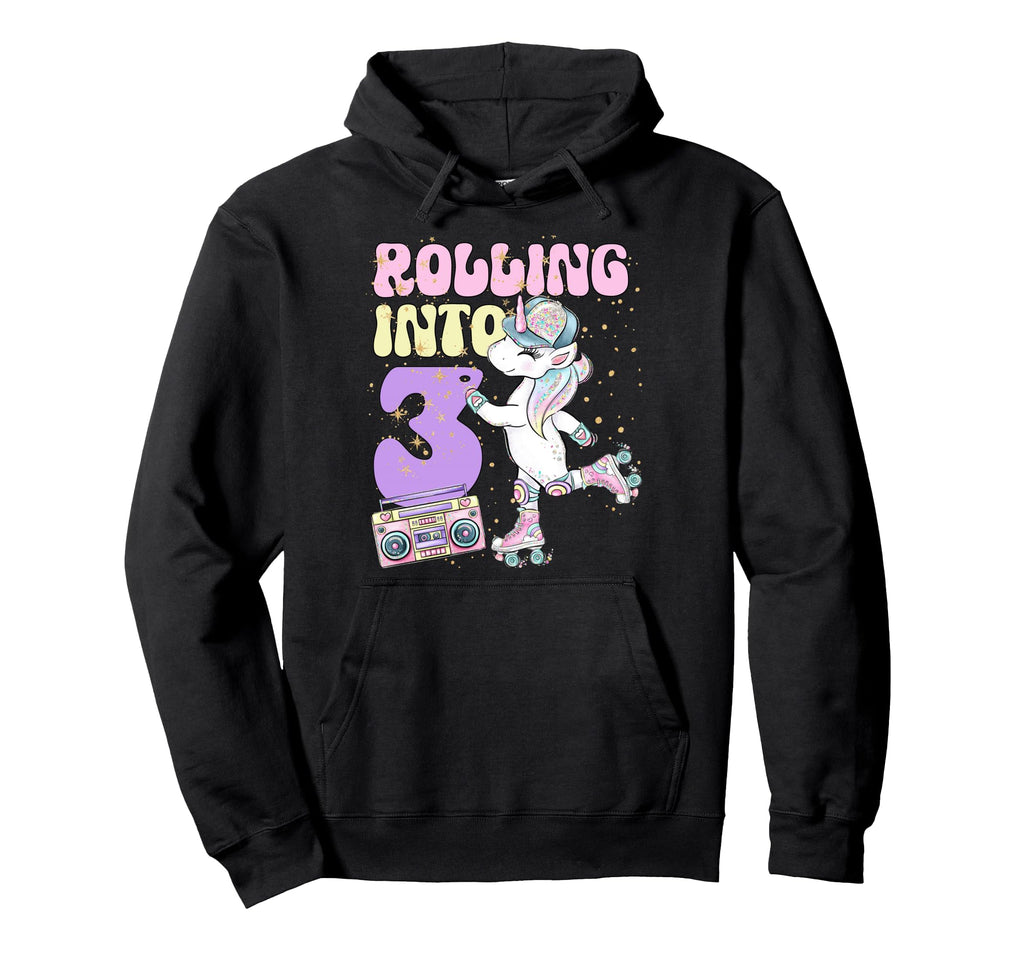 3Rd Birthday Roller Skate Party Unicorn Hoodie - Minimalist Print Unisex - T-Shirt, Sweatshirt, Hoodie