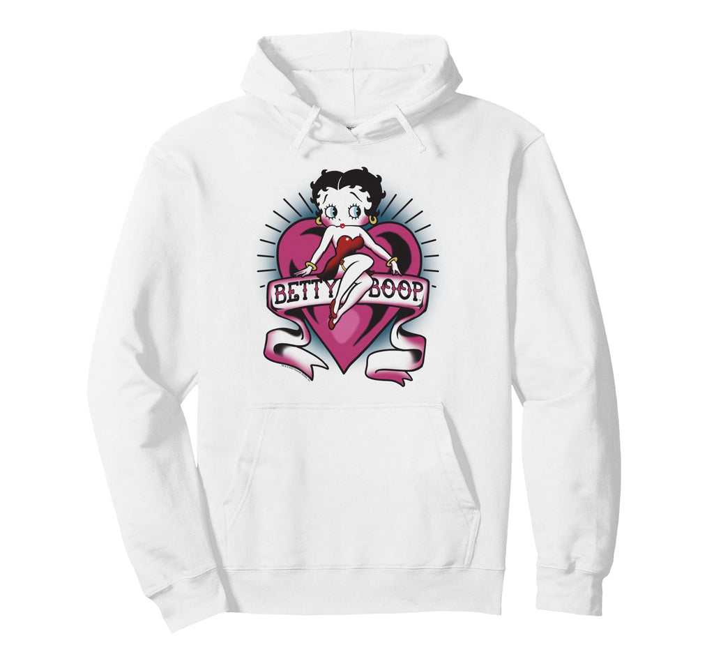 Betty Boop Traditional Tattoo Heart Hoodie - Aesthetic Graphic for Adults - T-Shirt, Sweatshirt, Hoodie