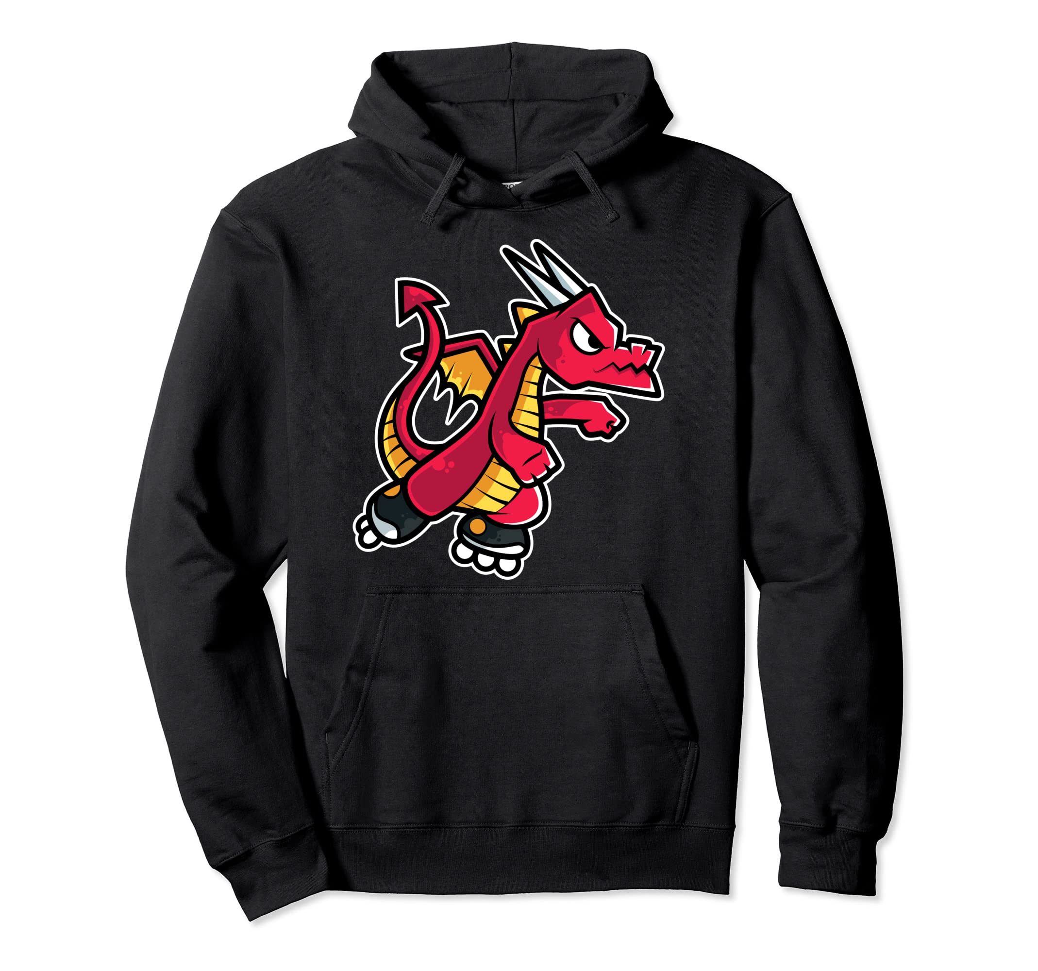 Red Fire Dragon Roller Skate Hoodie - Graphic Print for Adults - T-Shirt, Sweatshirt, Hoodie