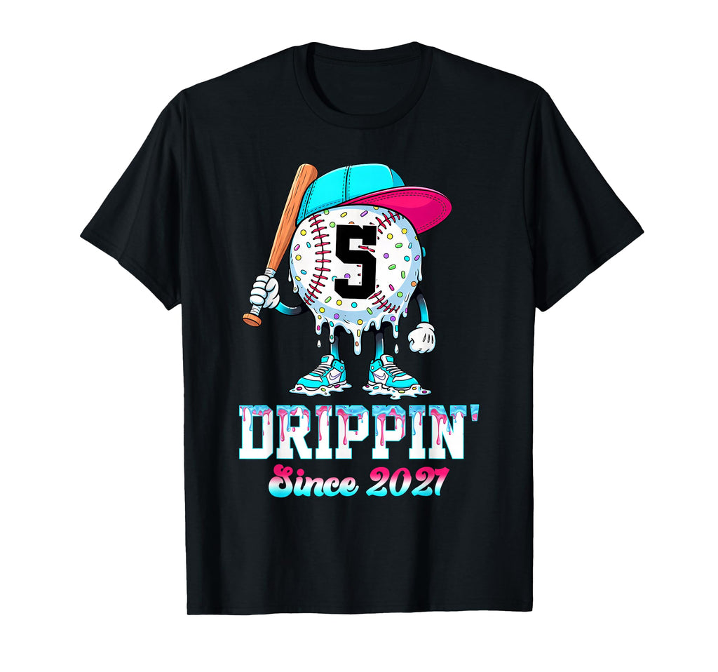 5 Years Old Since 2021 Ice Cream Drip T-Shirt - Novelty Apparel Unisex - T-Shirt, Sweatshirt, Hoodie