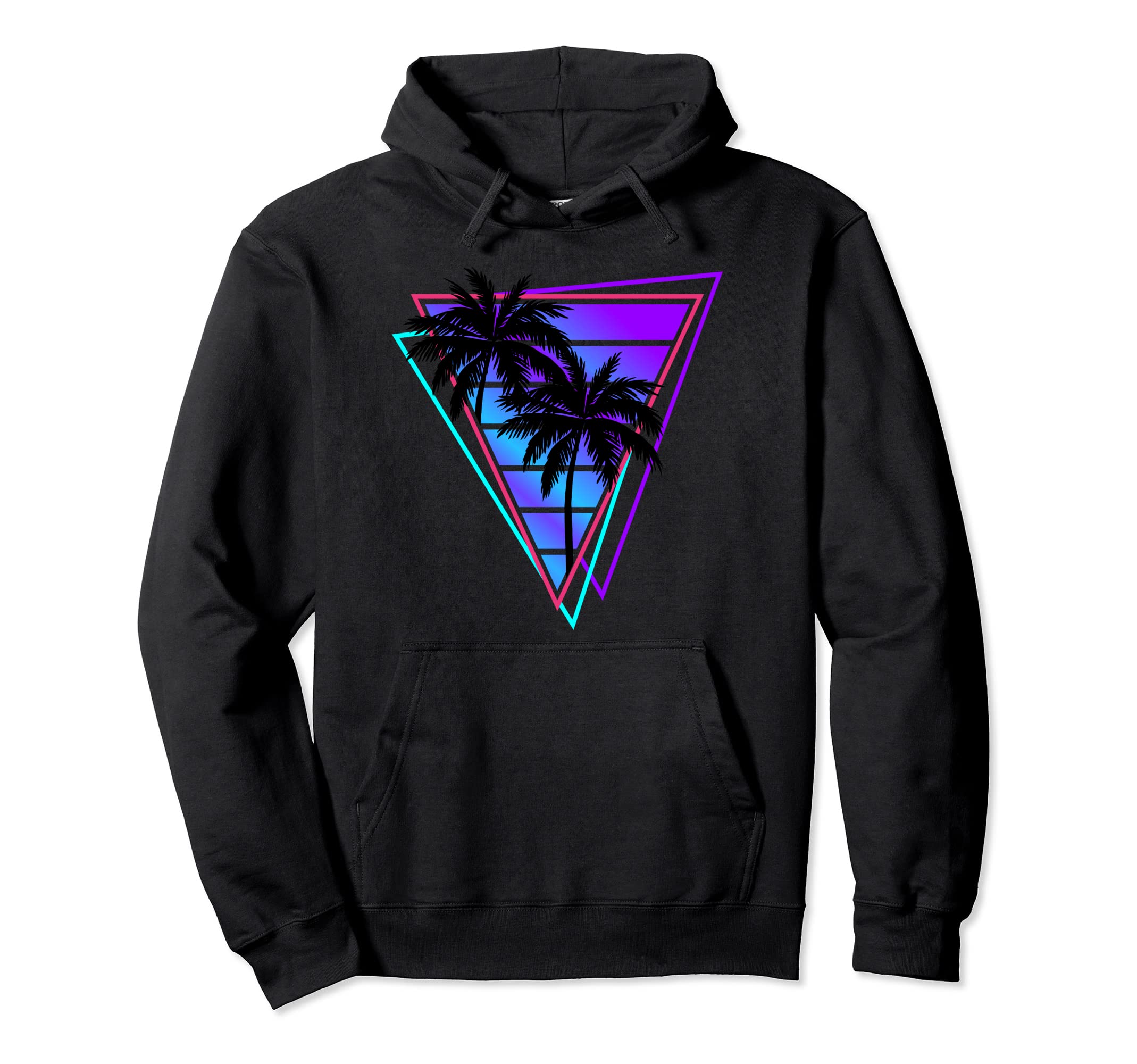 Synthwave Vaporwave Triangle Palm Trees Hoodie - Trendy Graphic for Adults - T-Shirt, Sweatshirt, Hoodie