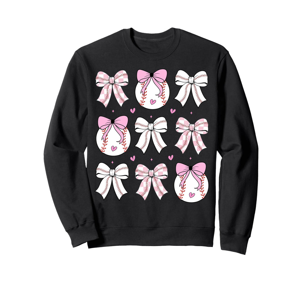 Baseball Mom Bows Baseball Mama Sweatshirt - Fun Novelty Design Men Women - T-Shirt, Sweatshirt, Hoodie