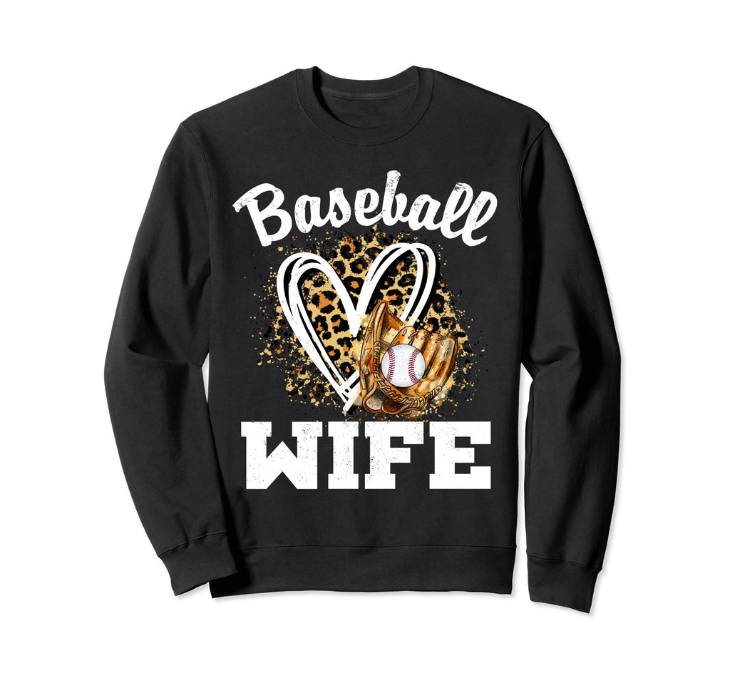 Baseball Wife Leopard Heart Sweatshirt - Minimalist Print for Adults - T-Shirt, Sweatshirt, Hoodie