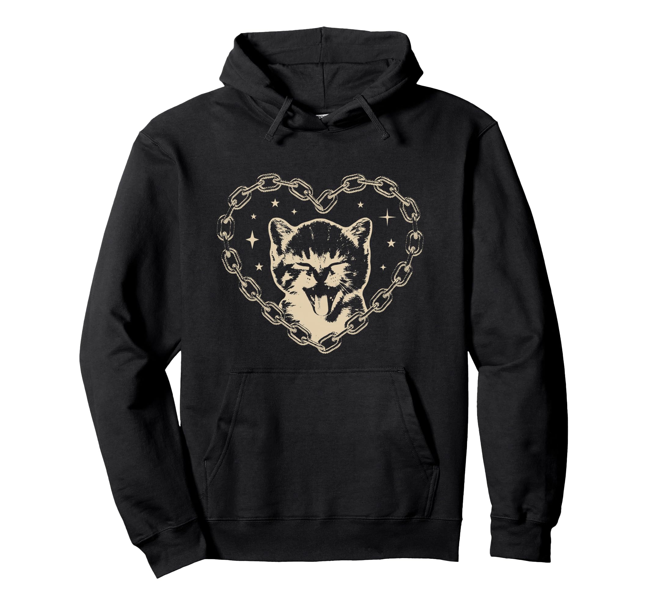 Y2K Cat Heart Emo Goth 90S 2000S Hoodie - Minimalist Print Men Women - T-Shirt, Sweatshirt, Hoodie