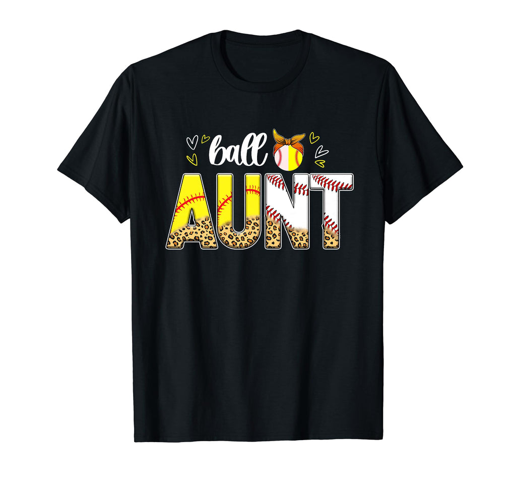 Ball Aunt Leopard Baseball Softball T-Shirt - Custom Art Print for Adults - T-Shirt, Sweatshirt, Hoodie