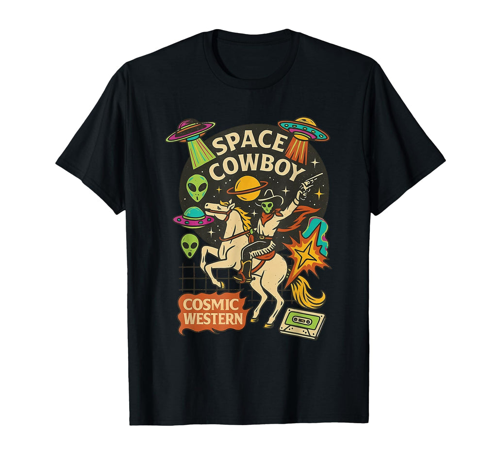 Alien Space Cowboy Cosmic Western T-Shirt - Unique Graphic Men Women - T-Shirt, Sweatshirt, Hoodie