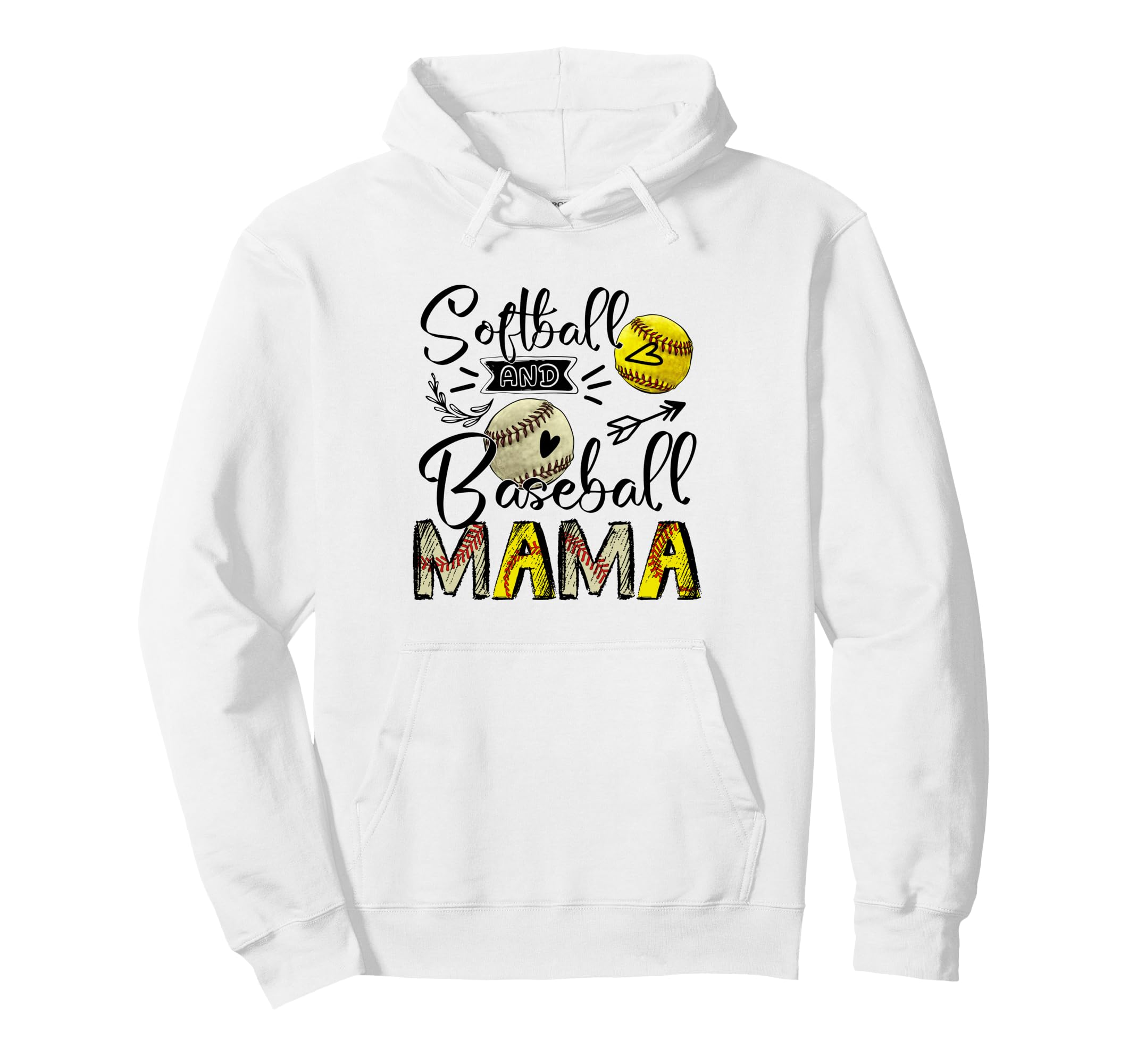 Softball And Baseball Mama Gifts Hoodie - Custom Art Print for Adults - T-Shirt, Sweatshirt, Hoodie