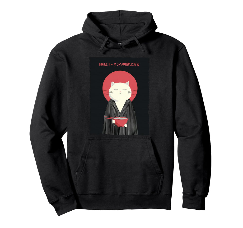 Cat Ramen Aesthetic Japanese Hoodie - Custom Art Print for Adults - T-Shirt, Sweatshirt, Hoodie