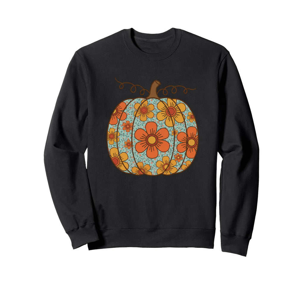 Floral Pumpkin Boho Fall Halloween Sweatshirt - Unique Graphic Men Women - T-Shirt, Sweatshirt, Hoodie