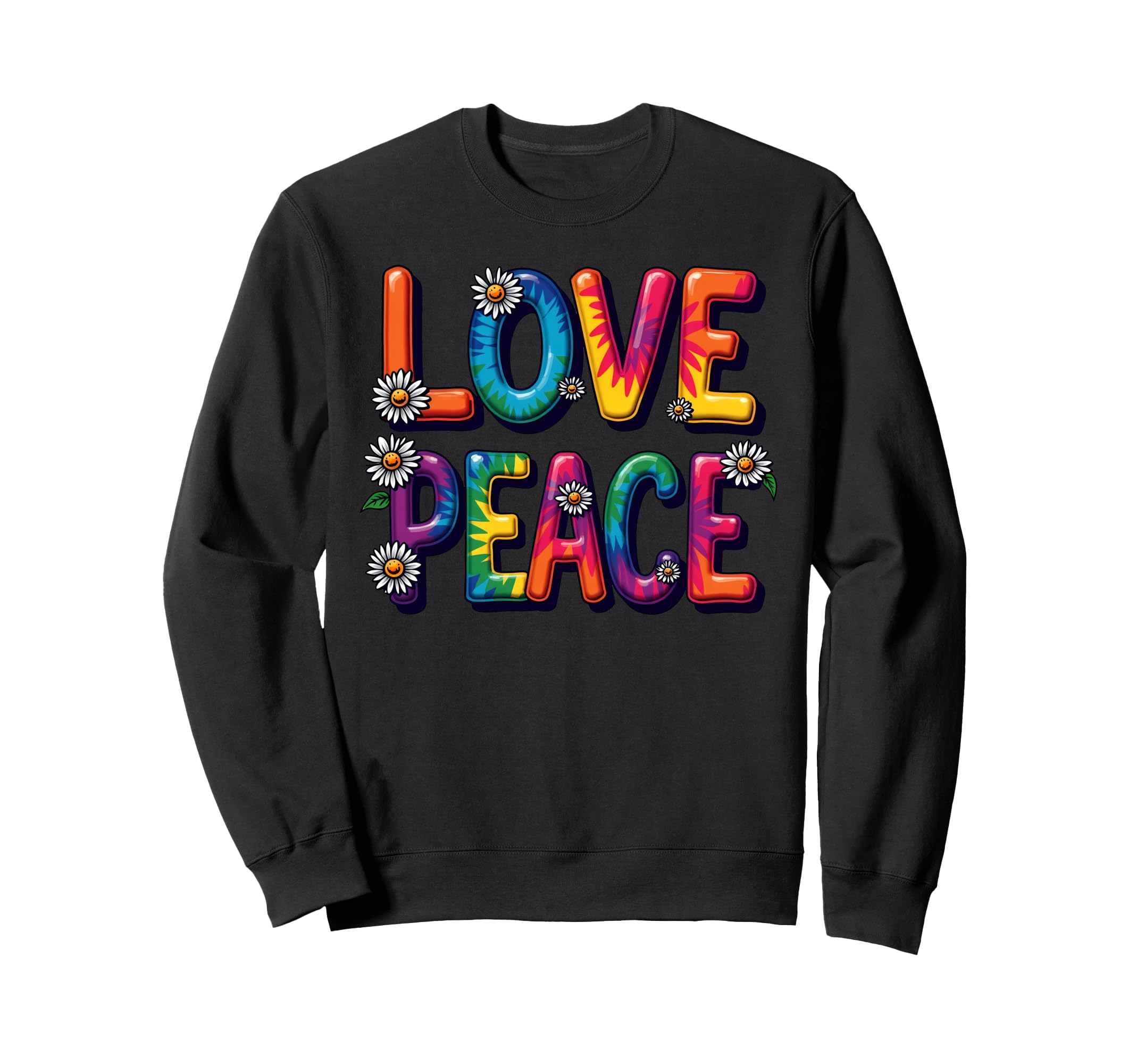 60S 70S Flower Power Groovy Love Sweatshirt - Custom Art Print for Adults - T-Shirt, Sweatshirt, Hoodie