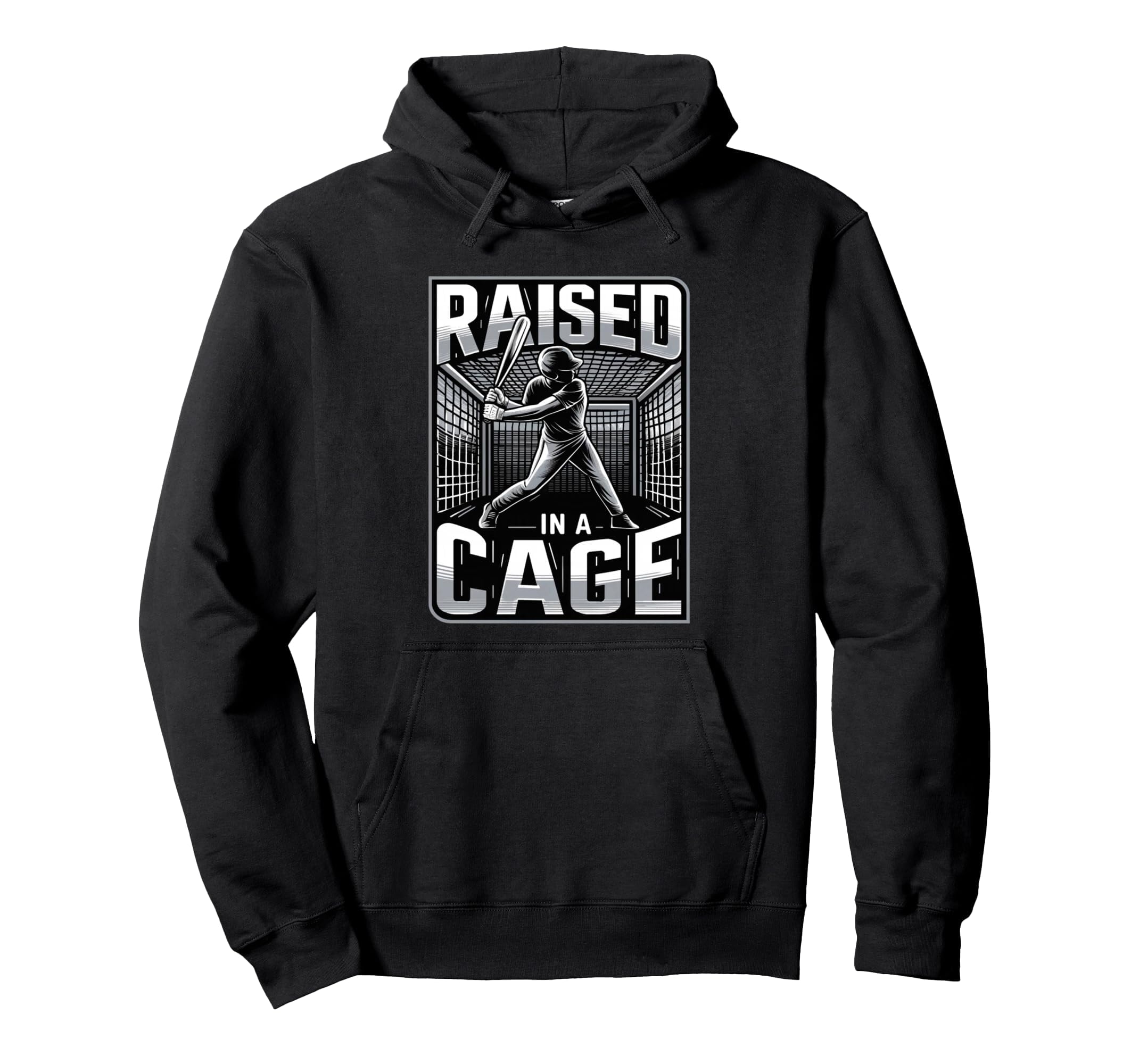 Raised Cage Baseball Training Batting Hoodie - Custom Art Print for Adults - T-Shirt, Sweatshirt, Hoodie
