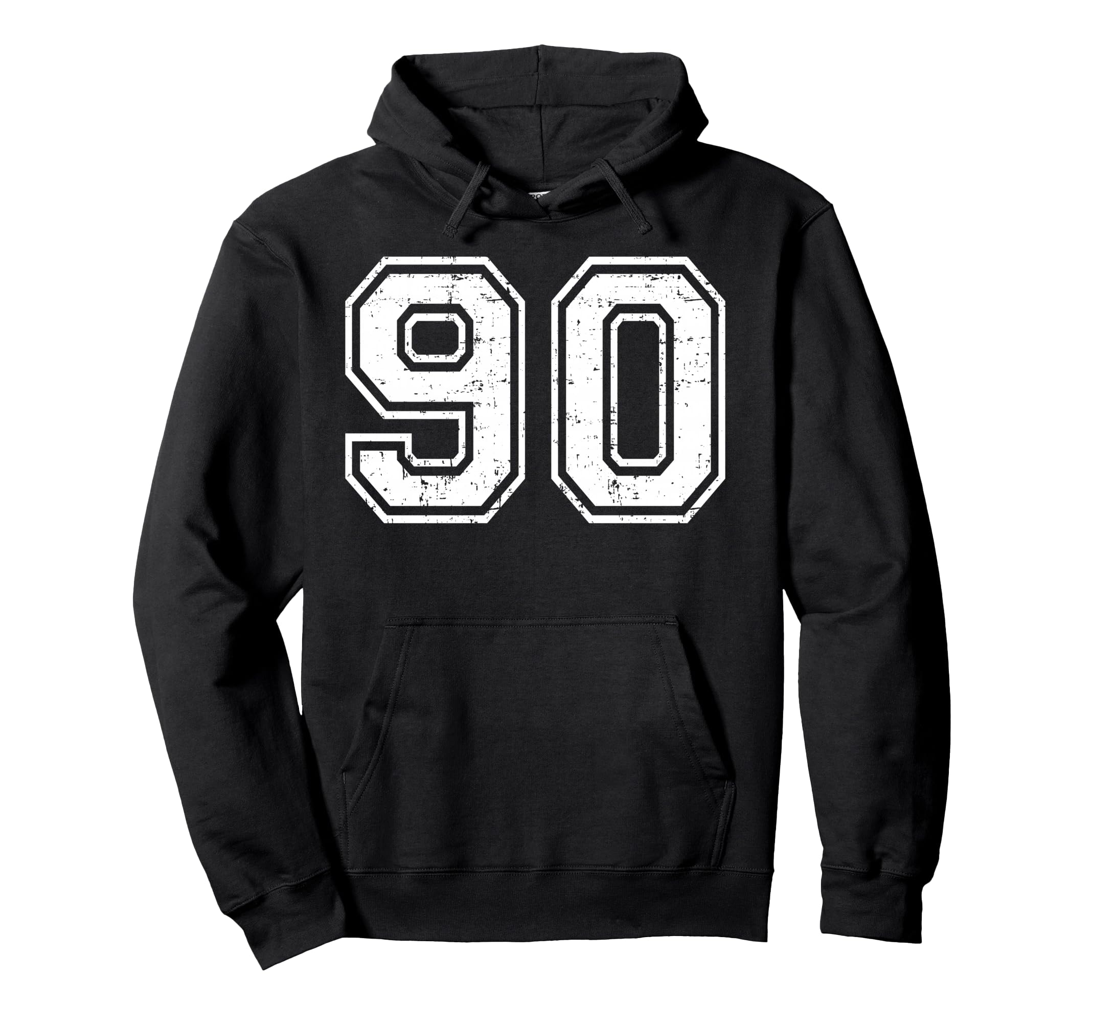 90 Number Ninety Team Sports Grunge Varsity Hoodie - Graphic Print Unisex - T-Shirt, Sweatshirt, Hoodie