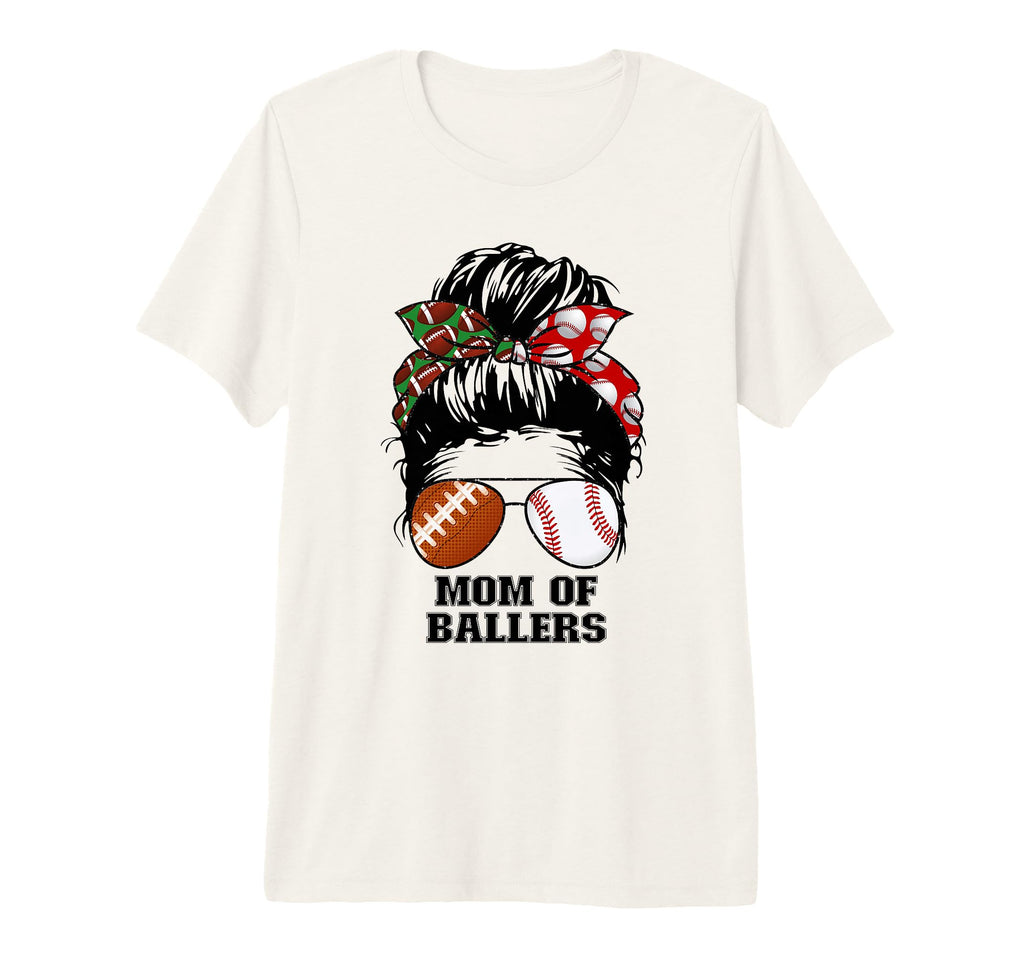Mom Ballers Messy Bun Football Mom T-Shirt - Minimalist Print Unisex - T-Shirt, Sweatshirt, Hoodie