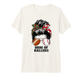 Mom Ballers Messy Bun Football Mom T-Shirt - Minimalist Print Unisex - T-Shirt, Sweatshirt, Hoodie