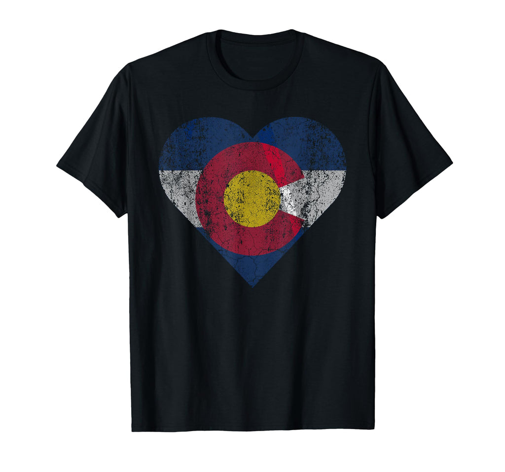 Colorado Flag Heart Distressed T-Shirt - Casual Everyday Wear Men Women - T-Shirt, Sweatshirt, Hoodie