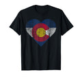 Colorado Flag Heart Distressed T-Shirt - Casual Everyday Wear Men Women - T-Shirt, Sweatshirt, Hoodie