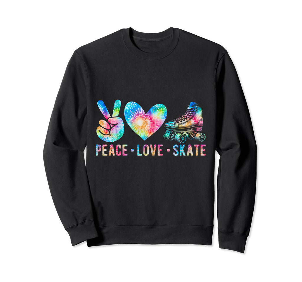 Peace Love Skate Roller Skating Sweatshirt - Aesthetic Graphic for Adults - T-Shirt, Sweatshirt, Hoodie