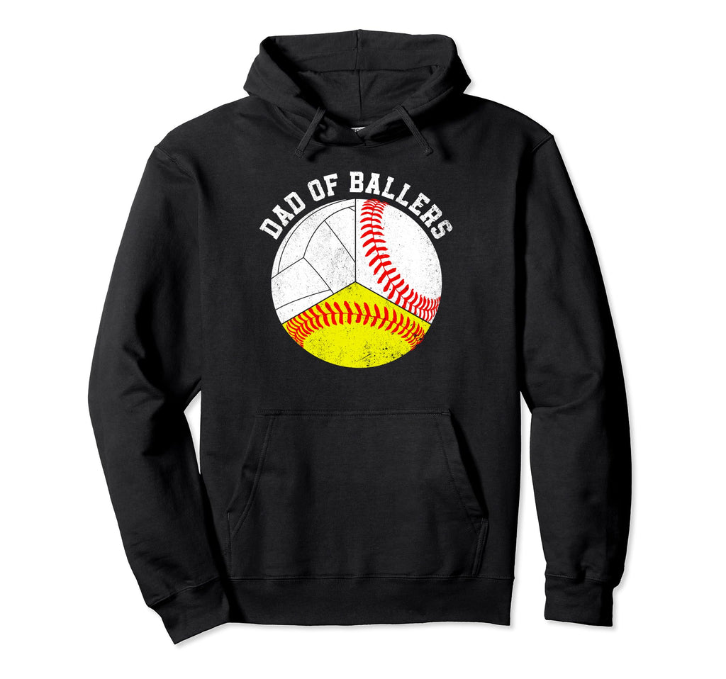 Dad Ballers Funny Baseball Softball Hoodie - Novelty Apparel Men Women - T-Shirt, Sweatshirt, Hoodie