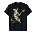 Welsh Corgi Playing Bass Guitar Rocker T-Shirt - Aesthetic Graphic Unisex - T-Shirt, Sweatshirt, Hoodie