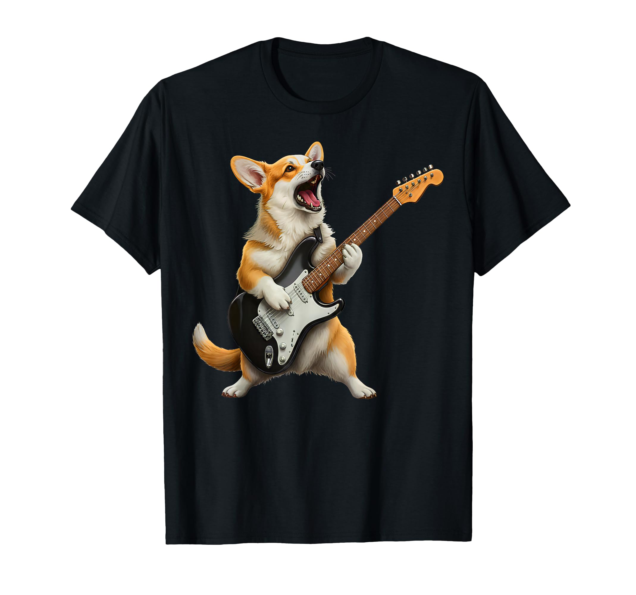 Welsh Corgi Playing Bass Guitar Rocker T-Shirt - Aesthetic Graphic Unisex - T-Shirt, Sweatshirt, Hoodie