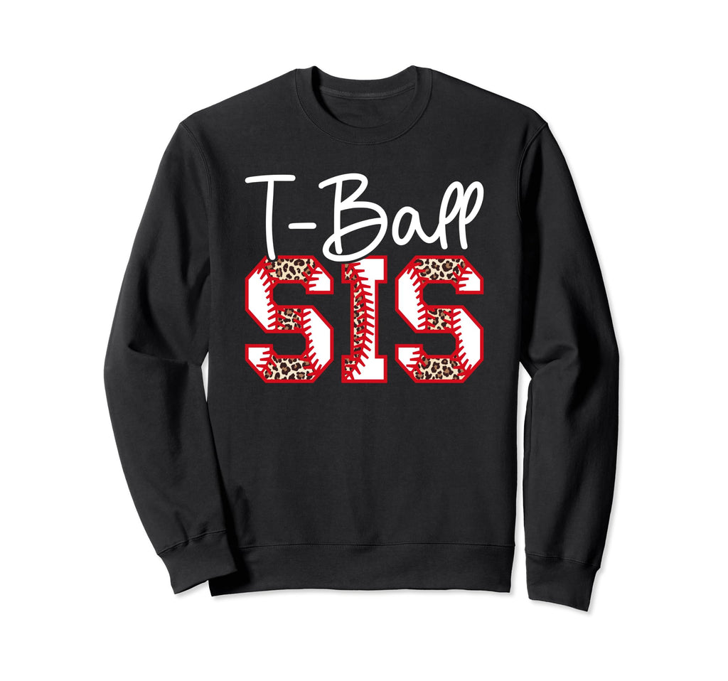 T Ball Sis Leopard Baseball T Sweatshirt - Aesthetic Graphic Men Women - T-Shirt, Sweatshirt, Hoodie