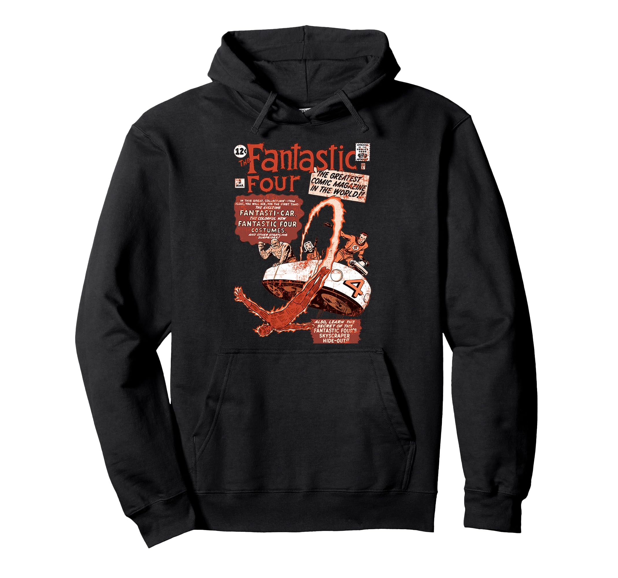 Marvel Fantastic Four Comic Cover Hoodie - Minimalist Print for Adults - T-Shirt, Sweatshirt, Hoodie