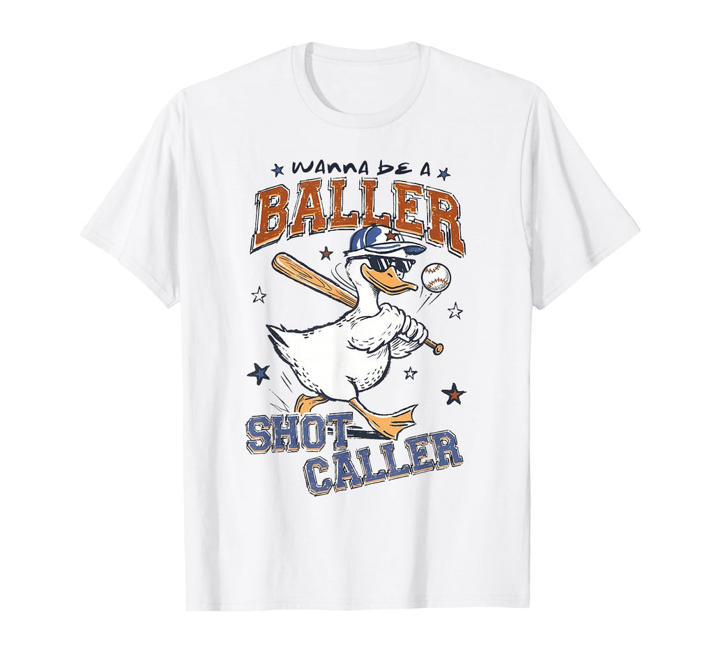 Baseball Funny Goose Wanna Be Baller T-Shirt - Aesthetic Graphic Unisex - T-Shirt, Sweatshirt, Hoodie