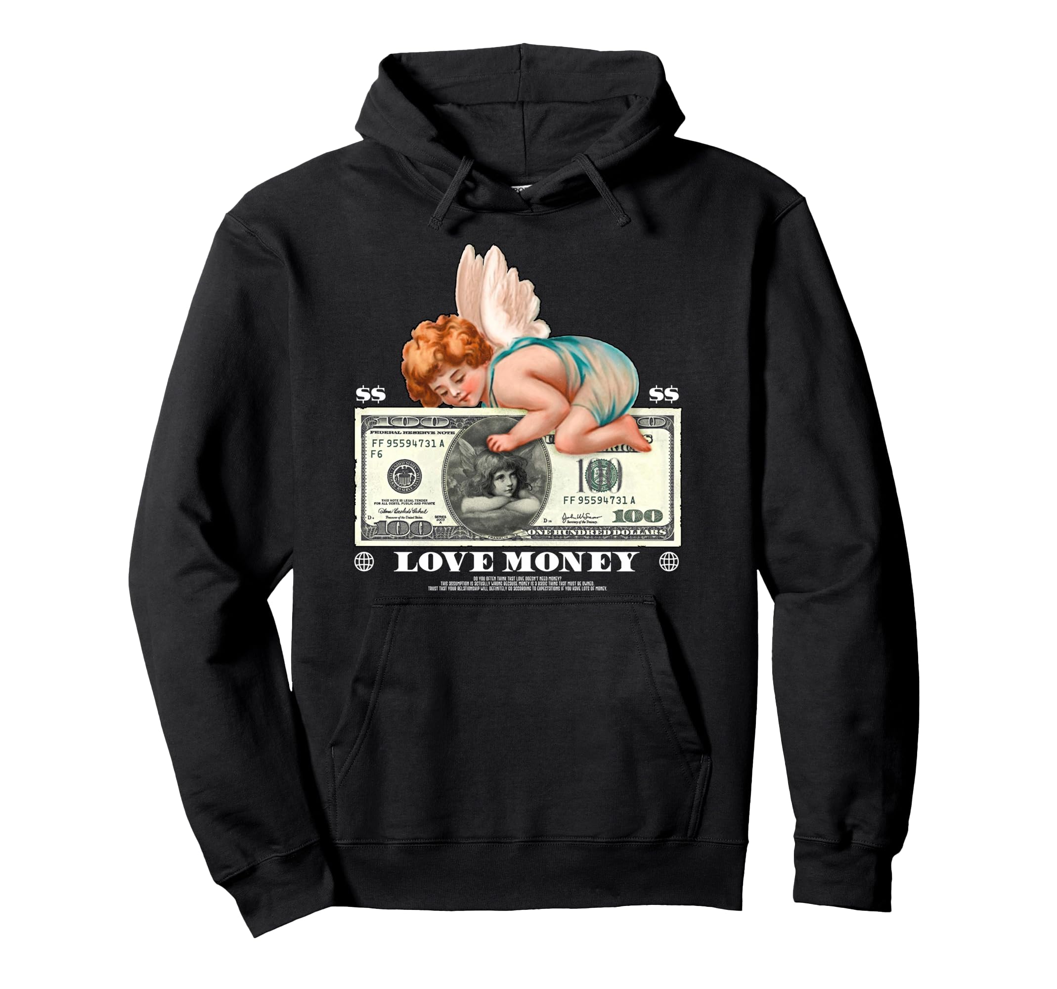Love Money Angel Aesthetic Edgy Hoodie - Casual Everyday Wear for Adults - T-Shirt, Sweatshirt, Hoodie