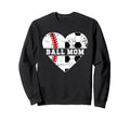 Ball Mom Heart Soccer Baseball Mom Sweatshirt - Unique Graphic for Adults - T-Shirt, Sweatshirt, Hoodie