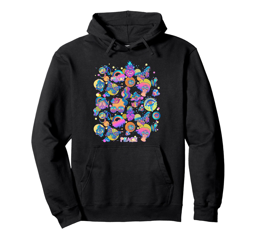 Rainbow Butterfly Y2K Collage Trendy Hoodie - Trendy Graphic for Adults - T-Shirt, Sweatshirt, Hoodie