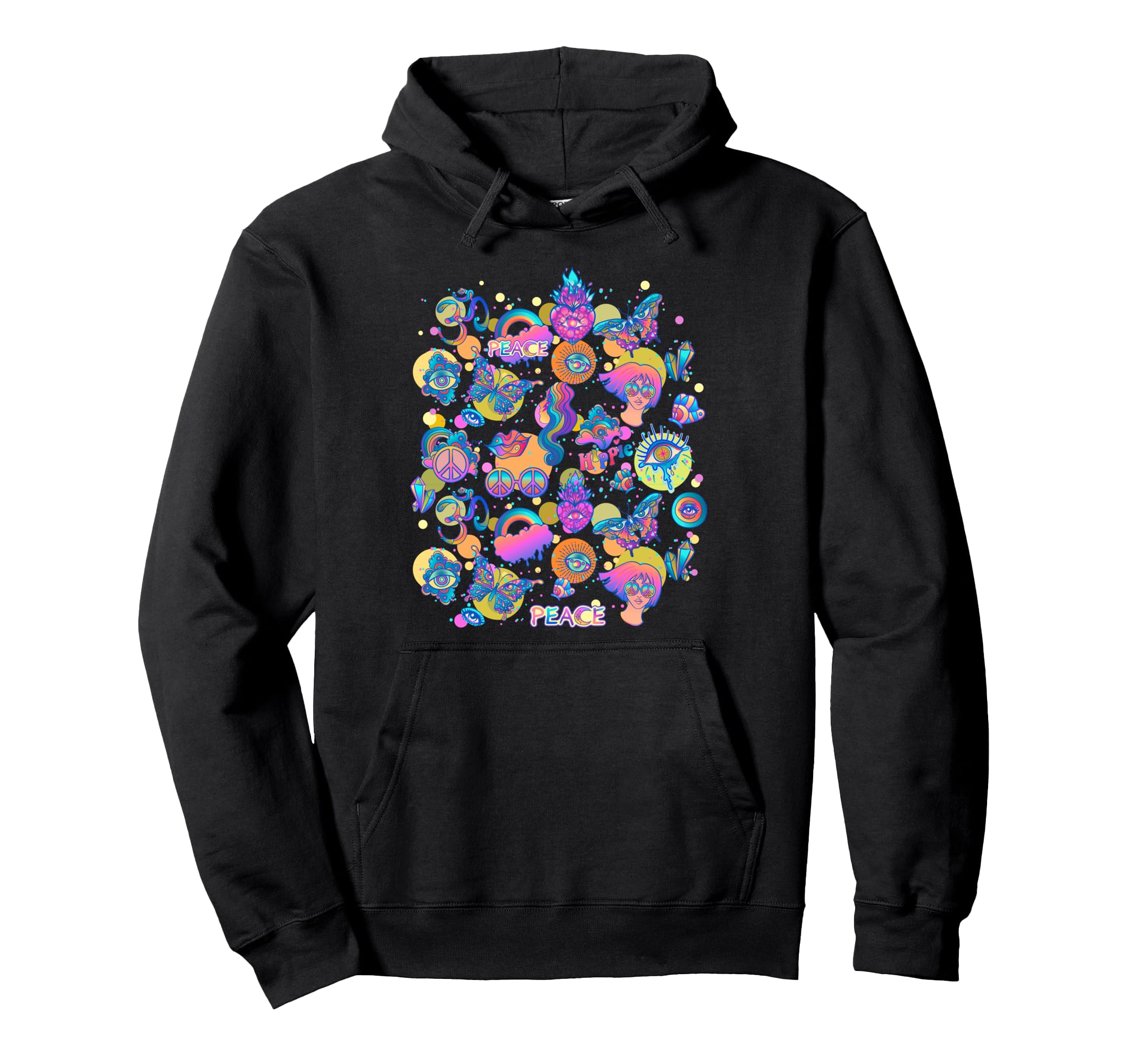 Rainbow Butterfly Y2K Collage Trendy Hoodie - Trendy Graphic for Adults - T-Shirt, Sweatshirt, Hoodie