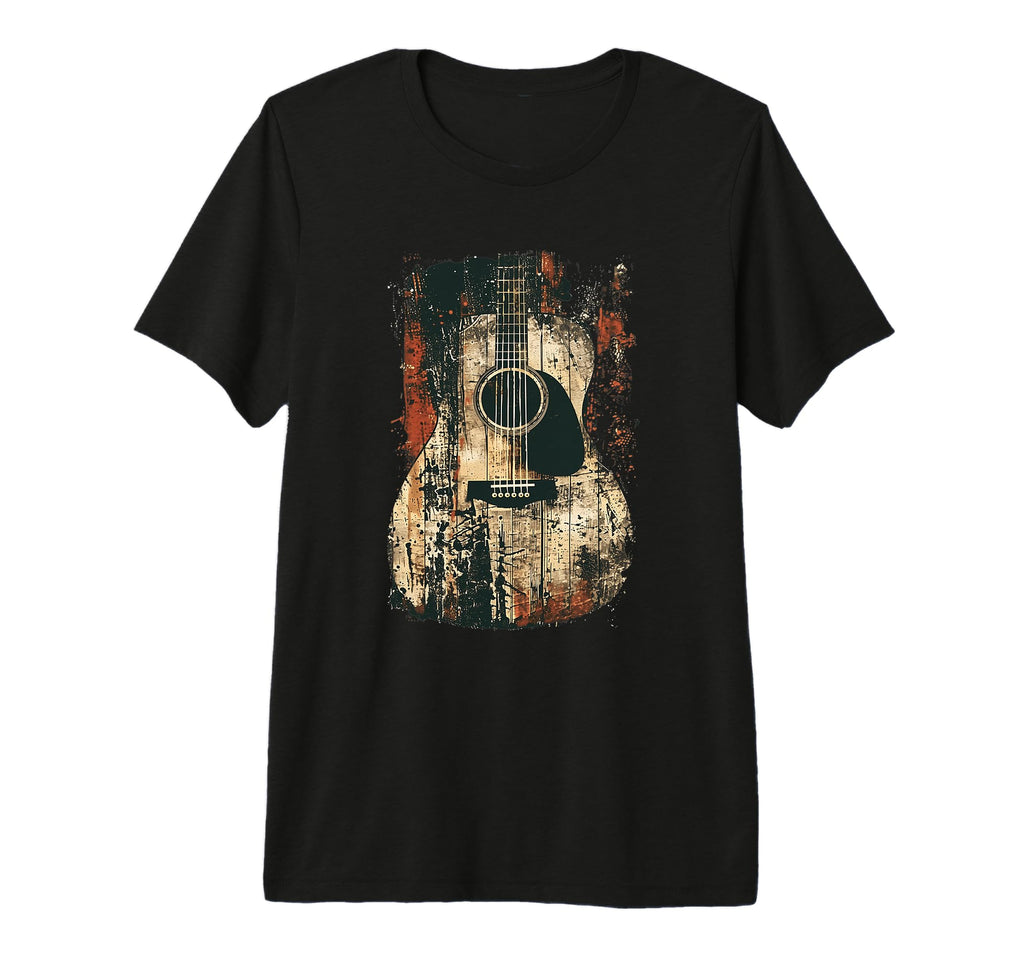 Acoustic Guitar Distressed Rock Roll T-Shirt - Minimalist Print for Adults - T-Shirt, Sweatshirt, Hoodie