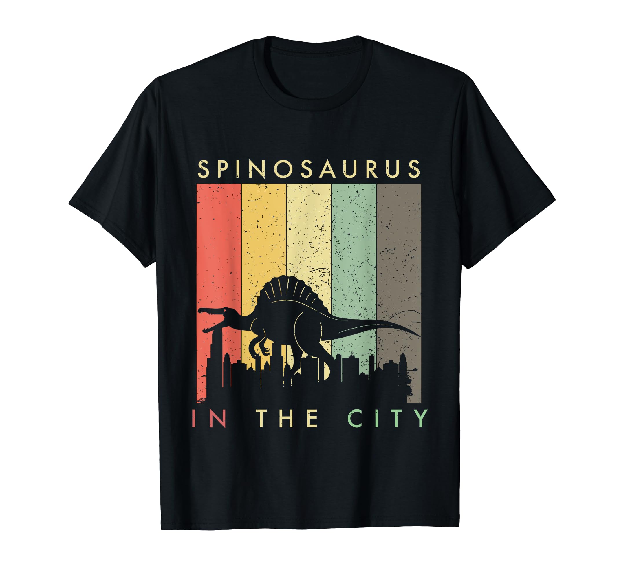 Distressed Spinosaurus City Dinosaur T-Shirt - Trendy Graphic Unisex - T-Shirt, Sweatshirt, Hoodie