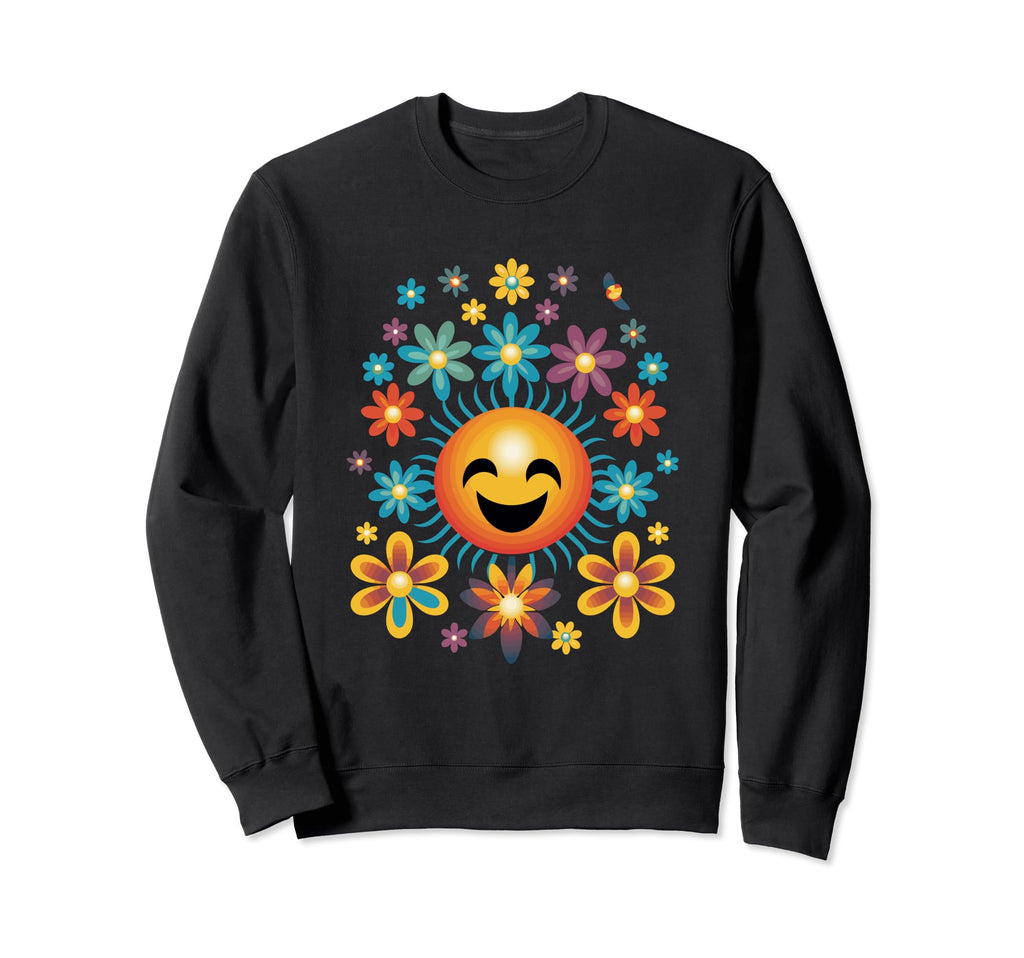 Happy Boho Shabby Chic Floral Sweatshirt - Minimalist Print for Adults - T-Shirt, Sweatshirt, Hoodie