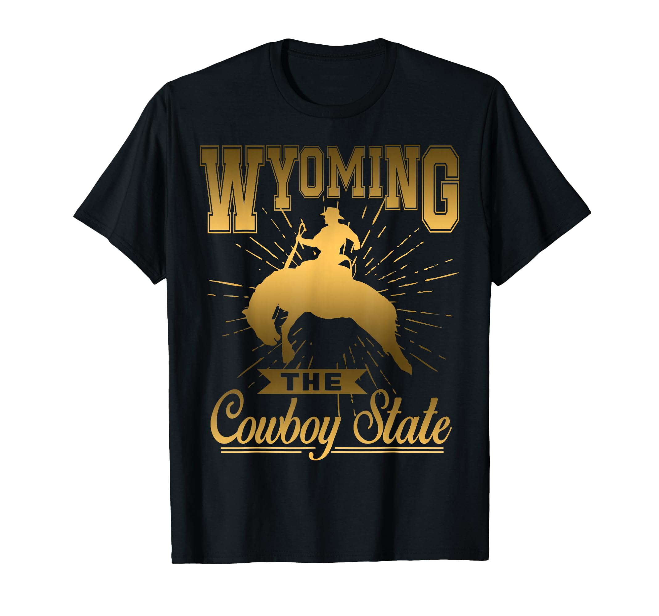 Metallic Gold Wyoming Cowboy State T-Shirt - Custom Art Print for Adults - T-Shirt, Sweatshirt, Hoodie
