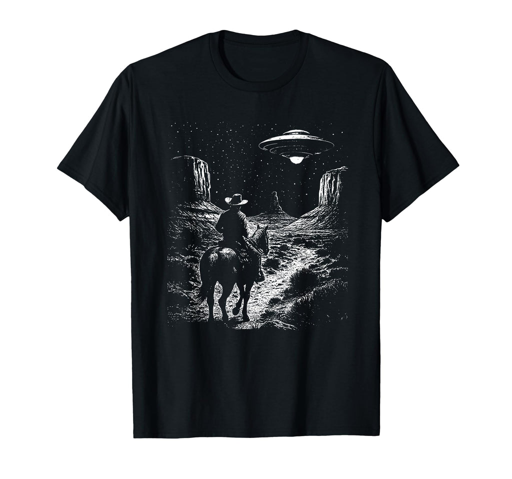 90S Cowboy Western Ufo T-Shirt - Graphic Print Unisex - T-Shirt, Sweatshirt, Hoodie