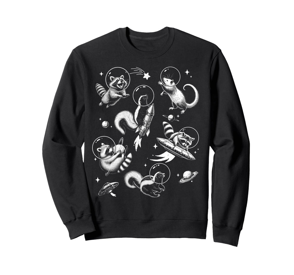 Funny Raccoon Space Hilarious Sweatshirt - Aesthetic Graphic Men Women - T-Shirt, Sweatshirt, Hoodie