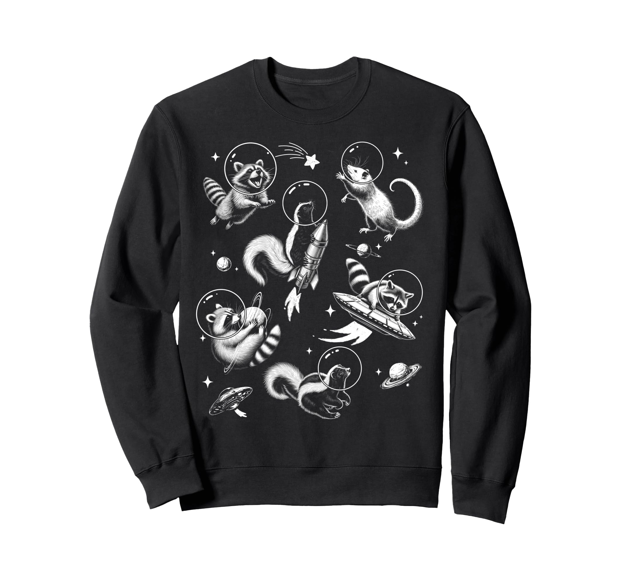 Funny Raccoon Space Hilarious Sweatshirt - Aesthetic Graphic Men Women - T-Shirt, Sweatshirt, Hoodie