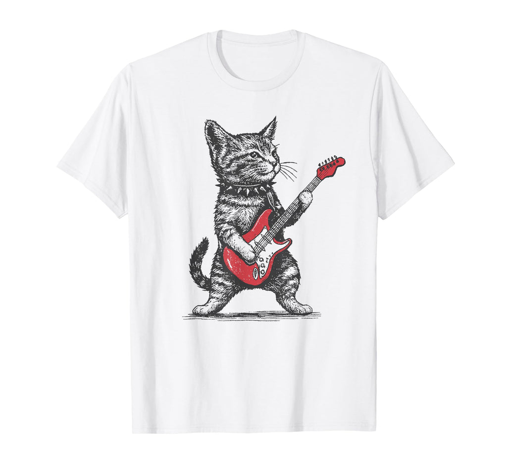 Cat Playing Guitar T-Shirt - Unique Graphic Men Women - T-Shirt, Sweatshirt, Hoodie