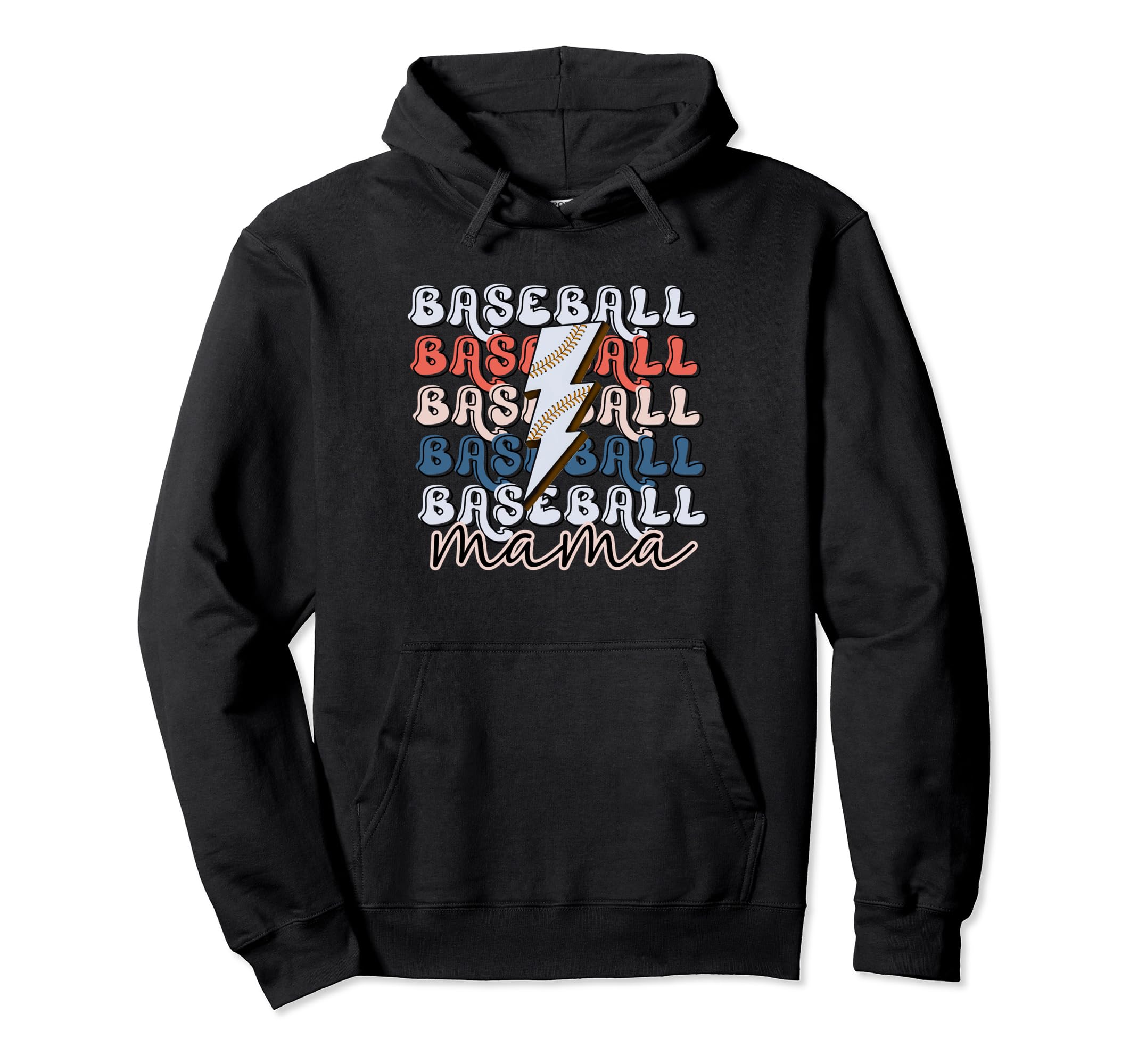 Baseball Mama Lightning Bolt Hoodie - Graphic Print for Adults - T-Shirt, Sweatshirt, Hoodie
