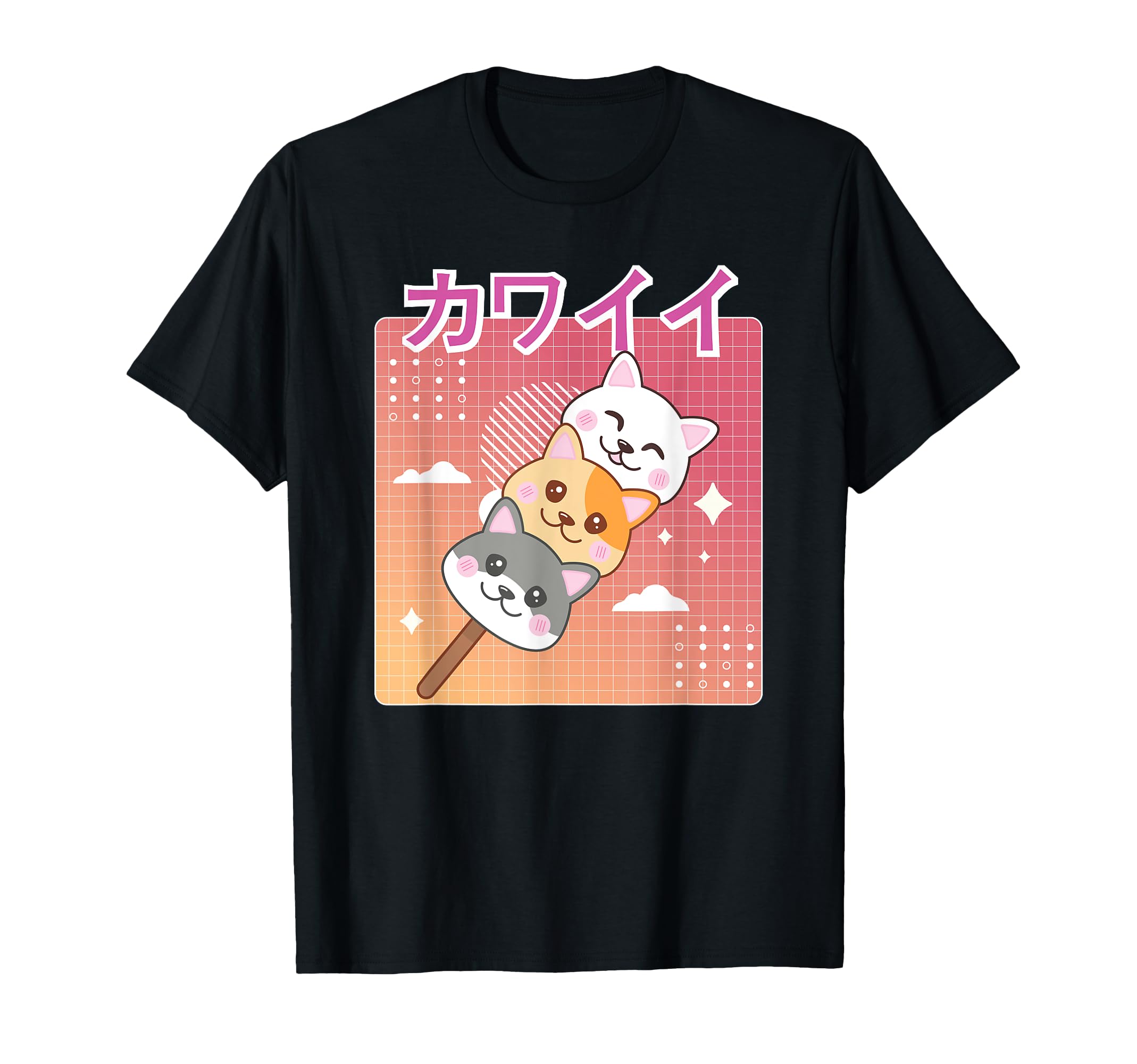 Kawaii Neko Cat Dango 90S Japanese T-Shirt - Graphic Print Men Women - T-Shirt, Sweatshirt, Hoodie