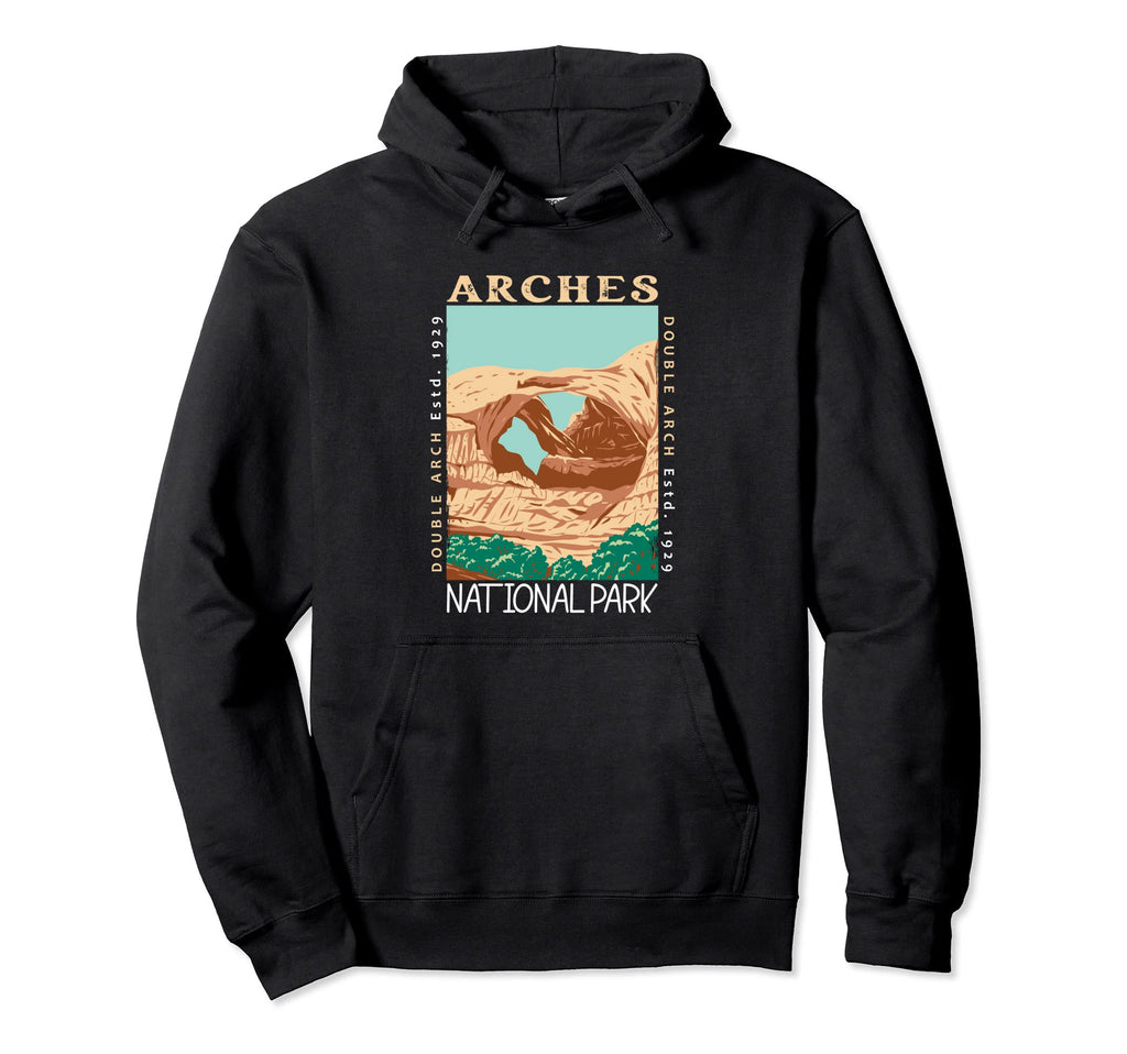 Arches National Park Double Arch Hoodie - Fun Novelty Design for Adults - T-Shirt, Sweatshirt, Hoodie