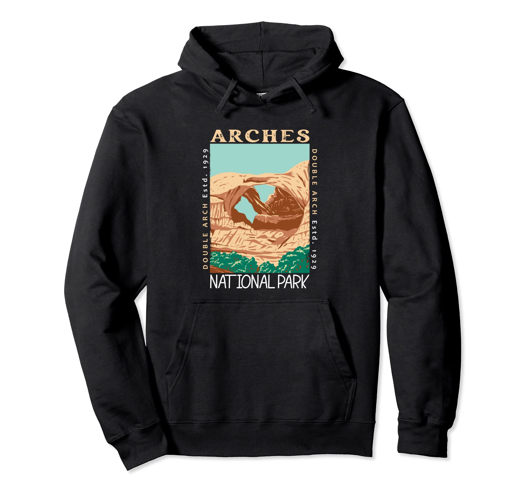 Arches National Park Double Arch Hoodie - Fun Novelty Design for Adults - T-Shirt, Sweatshirt, Hoodie