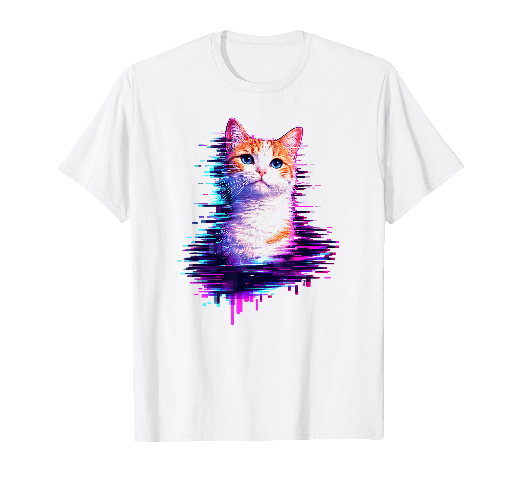 Vaporwave Glitch Cat Aesthetic T-Shirt - Trendy Graphic Men Women - T-Shirt, Sweatshirt, Hoodie