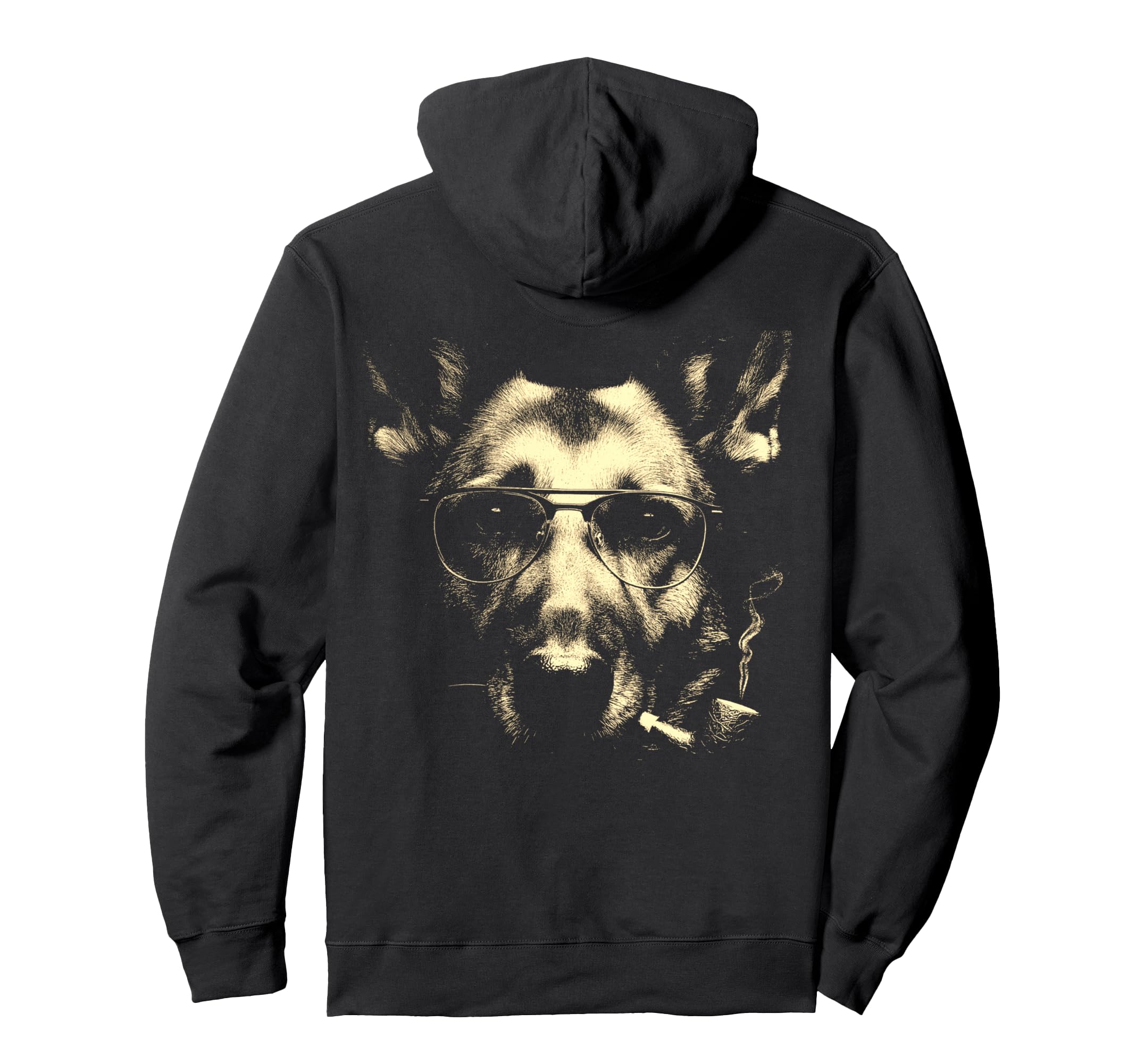 German Shepherd Glasses Smoking Pipe Hoodie - Unique Graphic Men Women - T-Shirt, Sweatshirt, Hoodie